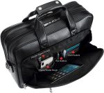 Compalo Men's Solid Thick Full Grain Leather 17.3" Laptop Briefcase Classic Messenger Bag Fit Business Travel - Image 3